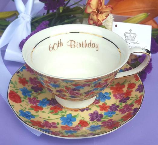 60th Birthday Cup & Saucer Set (Custom)